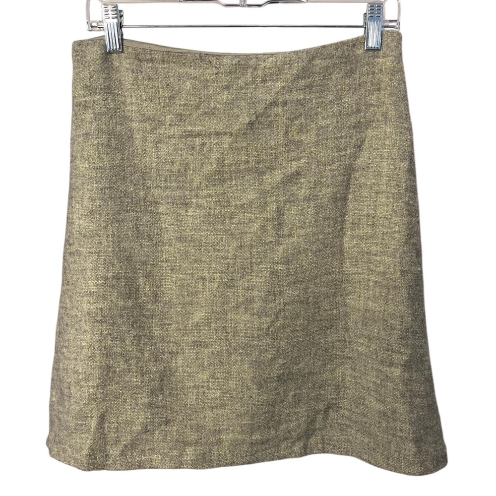 Linda Allard Ellen Tracy Wool Skirt Lined Light Green Sage Size 8